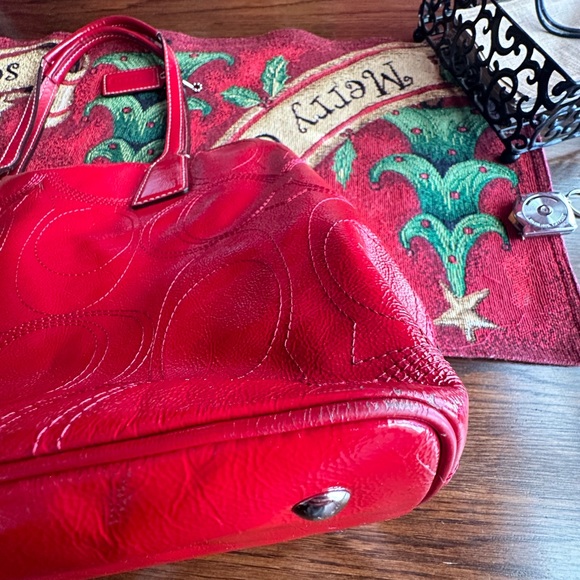 Coach - Red Patent Leather Satchel - Picture 11 of 12